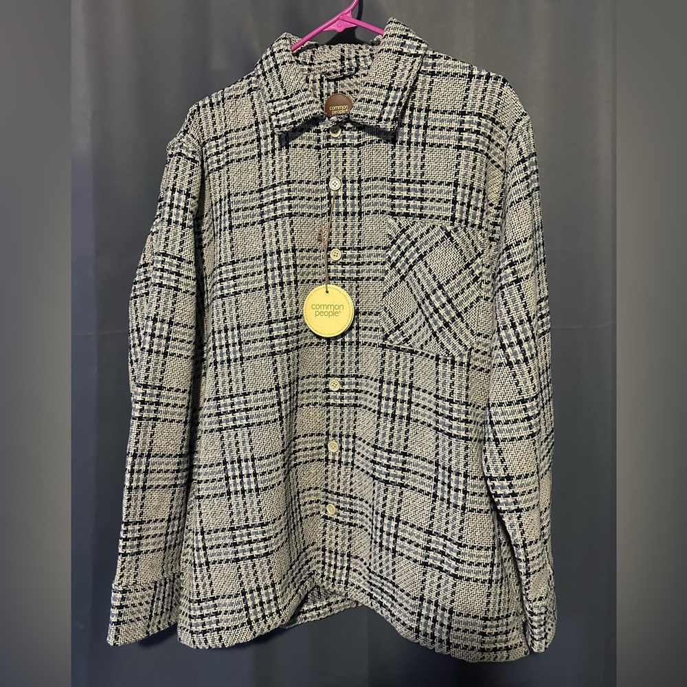 Common People Men’s Plaid Button-Up Overshirt, size Large, NWT